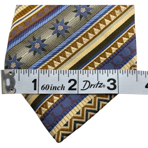 XMI Platinum USA Striped Geometric 100% Italy Silk Tie 60" x 3.5" - Picture 7 of 8